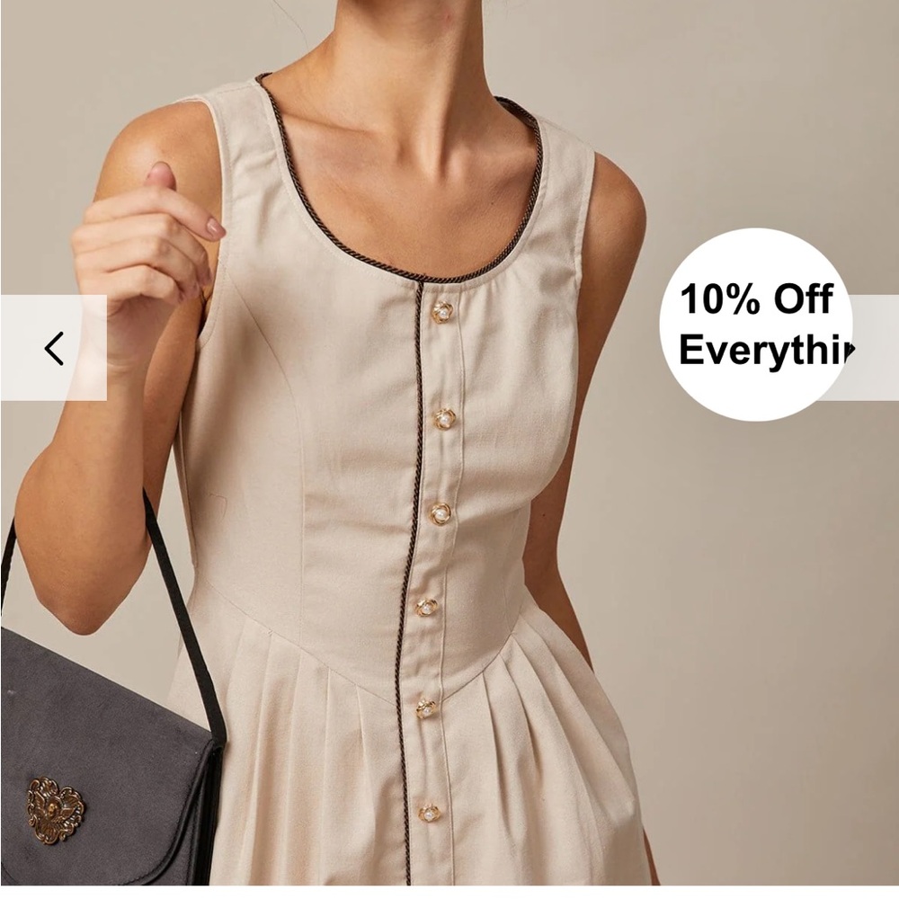 NWT RIHOAS Khaki Round-Neck A-Line Midi Dress - Picture 4 of 10